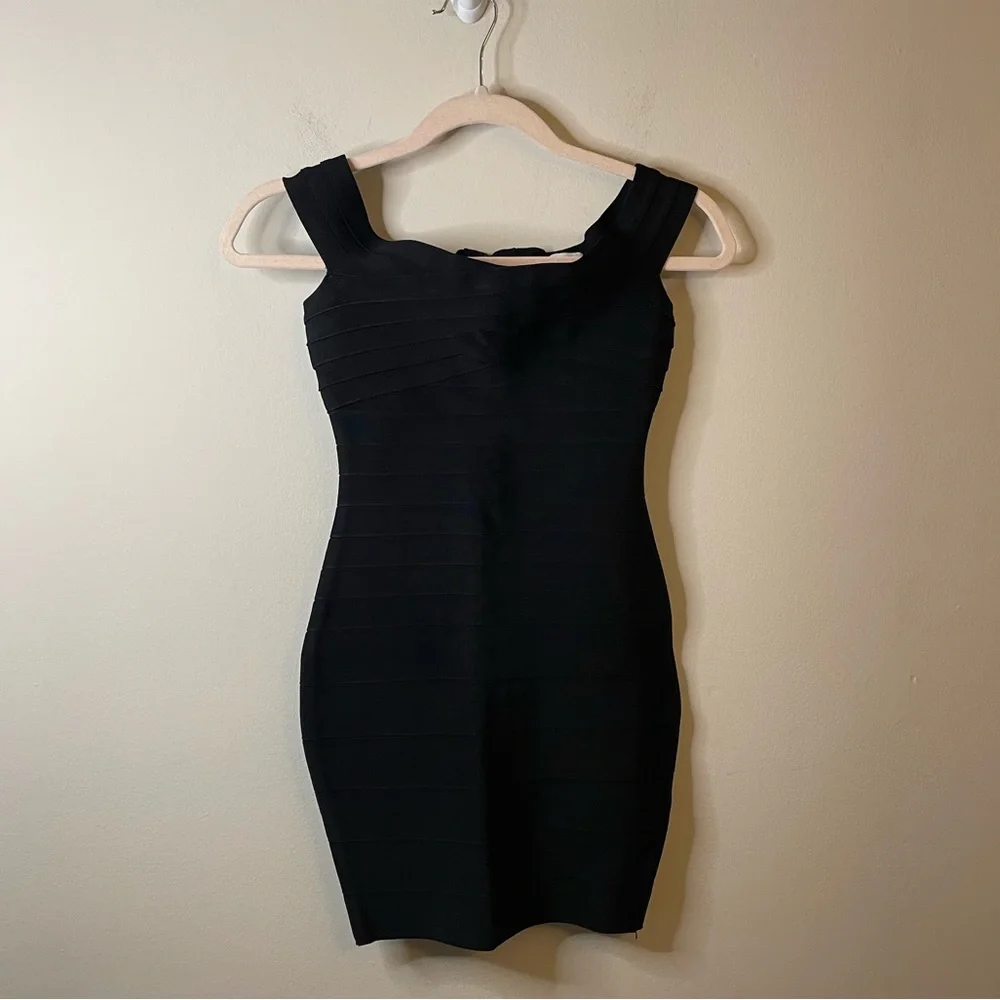 Katie J NYC Couture Black Bandage Stretchy Bodycon Off Shoulder Dress Tween